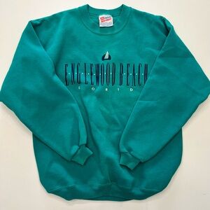 Vintage Englewood Beach Florida Hanes Heavyweight Large Crewneck Sweatshirt